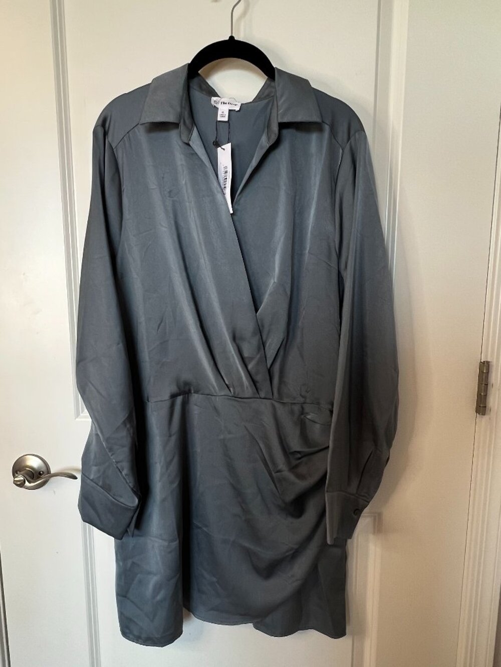 NWT XL The Drop Women's Mack Silky Wrap Mini Dress - Picture 7 of 16